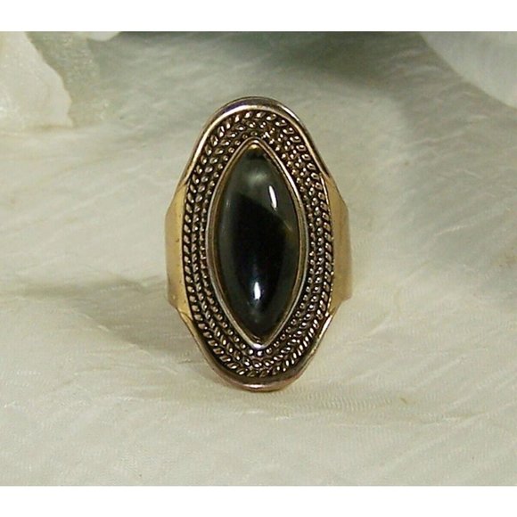 Artisan Designed Agate Bezel Set Long Knuckle Ring Size 7 1/2 Adjustable Band - Picture 1 of 7